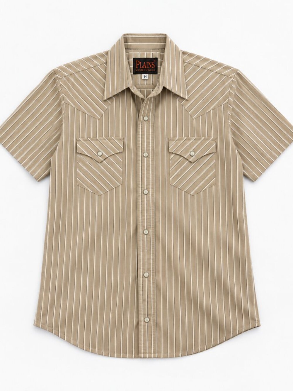 Plains Western Wear M Striped Pearl Snap Short Sleeve Cowboy Shirt Rockabilly